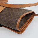 CELINE Macadam Shoulder Bag PVC Leather Brown Gold Tone Auth ka5479A-12