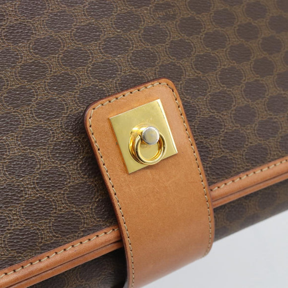 CELINE Macadam Shoulder Bag PVC Leather Brown Gold Tone Auth ka5479A