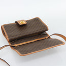 CELINE Macadam Shoulder Bag PVC Leather Brown Gold Tone Auth ka5479A-15