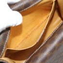 CELINE Macadam Shoulder Bag PVC Leather Brown Gold Tone Auth ka5479A-20