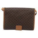 CELINE Macadam Shoulder Bag PVC Leather Brown Gold Tone Auth ka5479A-3