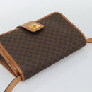 CELINE Macadam Shoulder Bag PVC Leather Brown Gold Tone Auth ka5479A-6