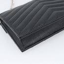 SAINT LAURENT Chain Shoulder Bag Leather Black Silver 742920 Auth ka5481V-13