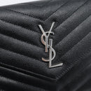 SAINT LAURENT Chain Shoulder Bag Leather Black Silver 742920 Auth ka5481V-14