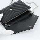 SAINT LAURENT Chain Shoulder Bag Leather Black Silver 742920 Auth ka5481V-15