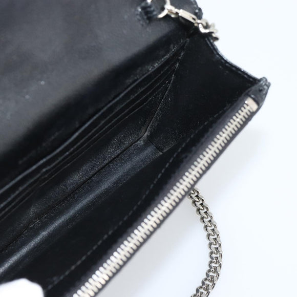 SAINT LAURENT Chain Shoulder Bag Leather Black Silver 742920 Auth ka5481V