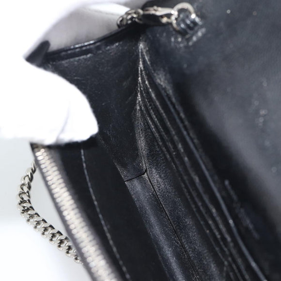 SAINT LAURENT Chain Shoulder Bag Leather Black Silver 742920 Auth ka5481V