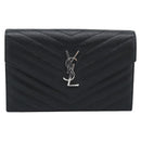 SAINT LAURENT Chain Shoulder Bag Leather Black Silver 742920 Auth ka5481V-2