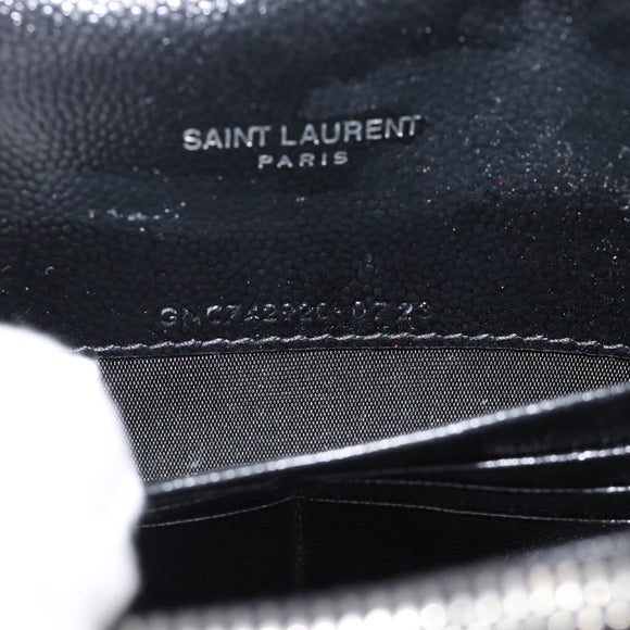 SAINT LAURENT Chain Shoulder Bag Leather Black Silver 742920 Auth ka5481V