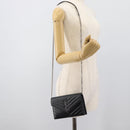 SAINT LAURENT Chain Shoulder Bag Leather Black Silver 742920 Auth ka5481V-23
