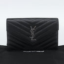 SAINT LAURENT Chain Shoulder Bag Leather Black Silver 742920 Auth ka5481V-24