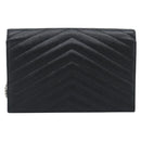 SAINT LAURENT Chain Shoulder Bag Leather Black Silver 742920 Auth ka5481V-3
