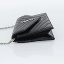 SAINT LAURENT Chain Shoulder Bag Leather Black Silver 742920 Auth ka5481V-4