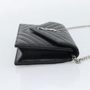 SAINT LAURENT Chain Shoulder Bag Leather Black Silver 742920 Auth ka5481V-5