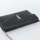 SAINT LAURENT Chain Shoulder Bag Leather Black Silver 742920 Auth ka5481V-6