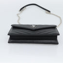 SAINT LAURENT Chain Shoulder Bag Leather Black Silver 742920 Auth ka5481V-9