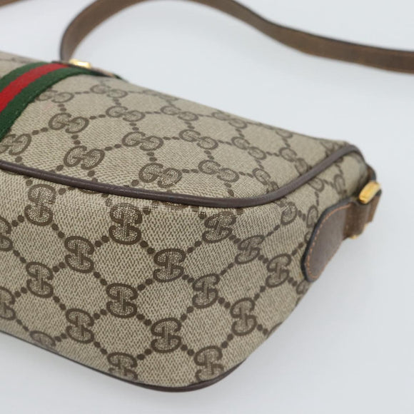 GUCCI GG Supreme Web Sherry Line Shoulder Bag PVC Beige 89 02 054 Auth ka5486