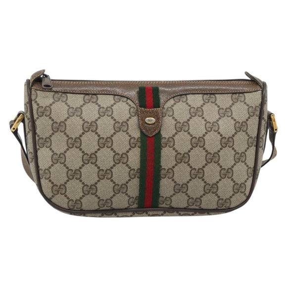 GUCCI GG Supreme Web Sherry Line Shoulder Bag PVC Beige 89 02 054 Auth ka5486