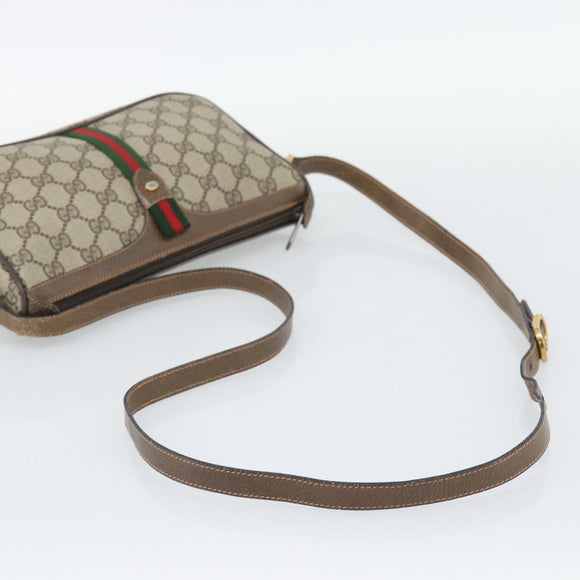 GUCCI GG Supreme Web Sherry Line Shoulder Bag PVC Beige 89 02 054 Auth ka5486
