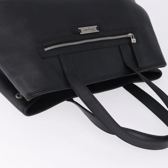 Salvatore Ferragamo Hand Bag Leather Black Silver Auth ka5488