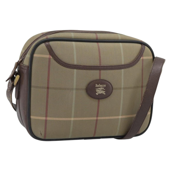 Burberrys Nova Check Shoulder Bag Canvas Beige Gold Tone Auth ka5489