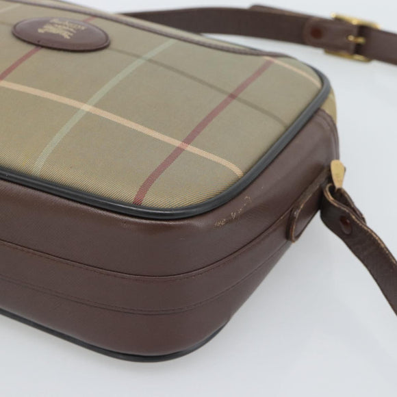 Burberrys Nova Check Shoulder Bag Canvas Beige Gold Tone Auth ka5489