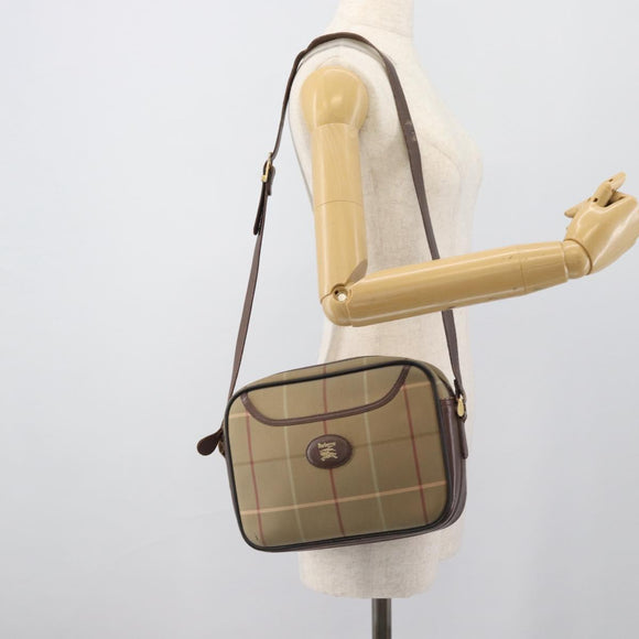 Burberrys Nova Check Shoulder Bag Canvas Beige Gold Tone Auth ka5489