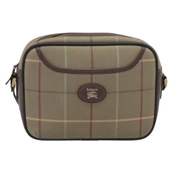 Burberrys Nova Check Shoulder Bag Canvas Beige Gold Tone Auth ka5489
