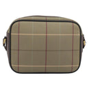 Burberrys Nova Check Shoulder Bag Canvas Beige Gold Tone Auth ka5489-2