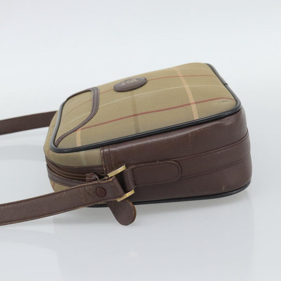 Burberrys Nova Check Shoulder Bag Canvas Beige Gold Tone Auth ka5489