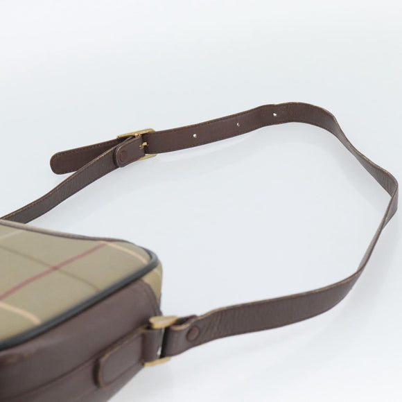 Burberrys Nova Check Shoulder Bag Canvas Beige Gold Tone Auth ka5489