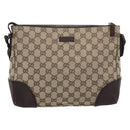 GUCCI GG Canvas Shoulder Bag Beige Silver 11427 Auth ka5492-2