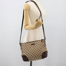 GUCCI GG Canvas Shoulder Bag Beige Silver 11427 Auth ka5492-22
