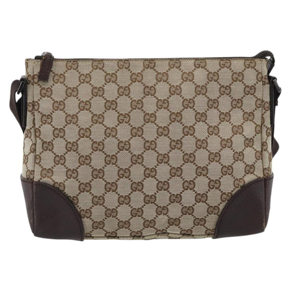 GUCCI GG Canvas Shoulder Bag Beige Silver 11427 Auth ka5492