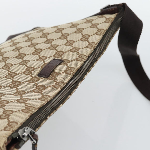 GUCCI GG Canvas Shoulder Bag Beige Silver 11427 Auth ka5492