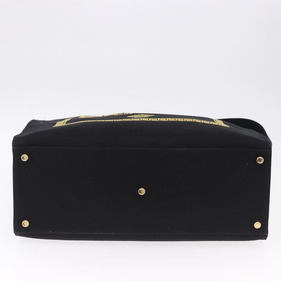 FENDI FENDACE Tote Bag Canvas 2way Black Gold 7VA558 Auth ka5494M