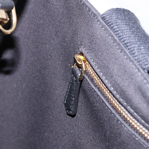 FENDI FENDACE Tote Bag Canvas 2way Black Gold 7VA558 Auth ka5494M