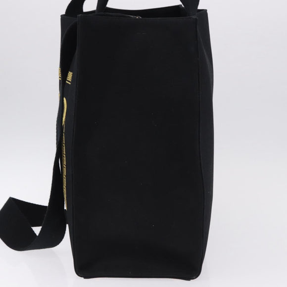 FENDI FENDACE Tote Bag Canvas 2way Black Gold 7VA558 Auth ka5494M