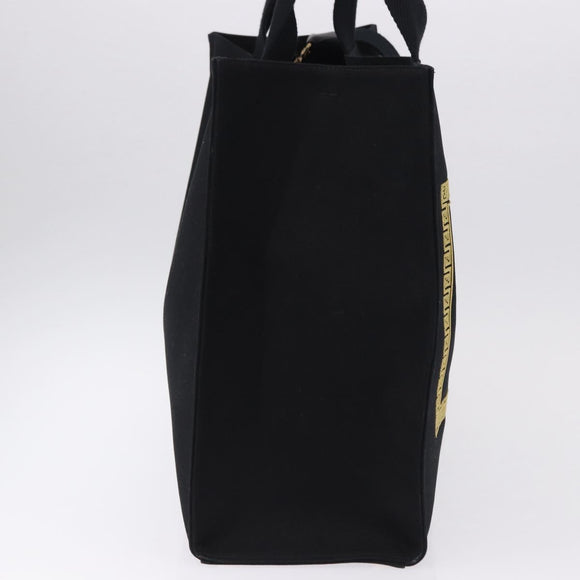 FENDI FENDACE Tote Bag Canvas 2way Black Gold 7VA558 Auth ka5494M