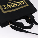 FENDI FENDACE Tote Bag Canvas 2way Black Gold 7VA558 Auth ka5494M-6