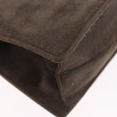 Salvatore Ferragamo Gancini Hand Bag Suede Brown Gold Tone Auth ka5495-15
