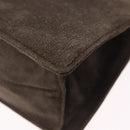 Salvatore Ferragamo Gancini Hand Bag Suede Brown Gold Tone Auth ka5495-16
