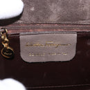Salvatore Ferragamo Gancini Hand Bag Suede Brown Gold Tone Auth ka5495-12