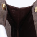Salvatore Ferragamo Gancini Hand Bag Suede Brown Gold Tone Auth ka5495-17