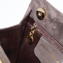 Salvatore Ferragamo Gancini Hand Bag Suede Brown Gold Tone Auth ka5495-19
