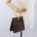 Salvatore Ferragamo Gancini Hand Bag Suede Brown Gold Tone Auth ka5495-21