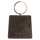 Salvatore Ferragamo Gancini Hand Bag Suede Brown Gold Tone Auth ka5495-2