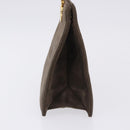 Salvatore Ferragamo Gancini Hand Bag Suede Brown Gold Tone Auth ka5495-3