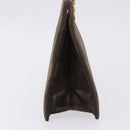 Salvatore Ferragamo Gancini Hand Bag Suede Brown Gold Tone Auth ka5495-4