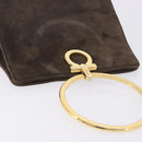 Salvatore Ferragamo Gancini Hand Bag Suede Brown Gold Tone Auth ka5495-6